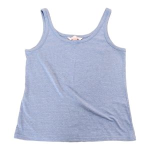 NWOT Victoria's Secret Y2k Tank Top Woman's Medium Gray/Blue Striped 100% Cotton